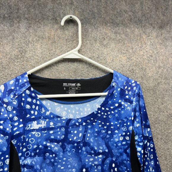Reel Legends Shirt Womens Small Blue Abstract Print Long Sleeve Reel-Tec Jersey - Picture 8 of 10